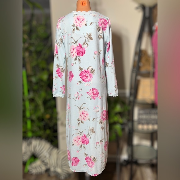 Miss Elaine Printed Brushed Waffle Long Nightgown - Picture 5 of 10